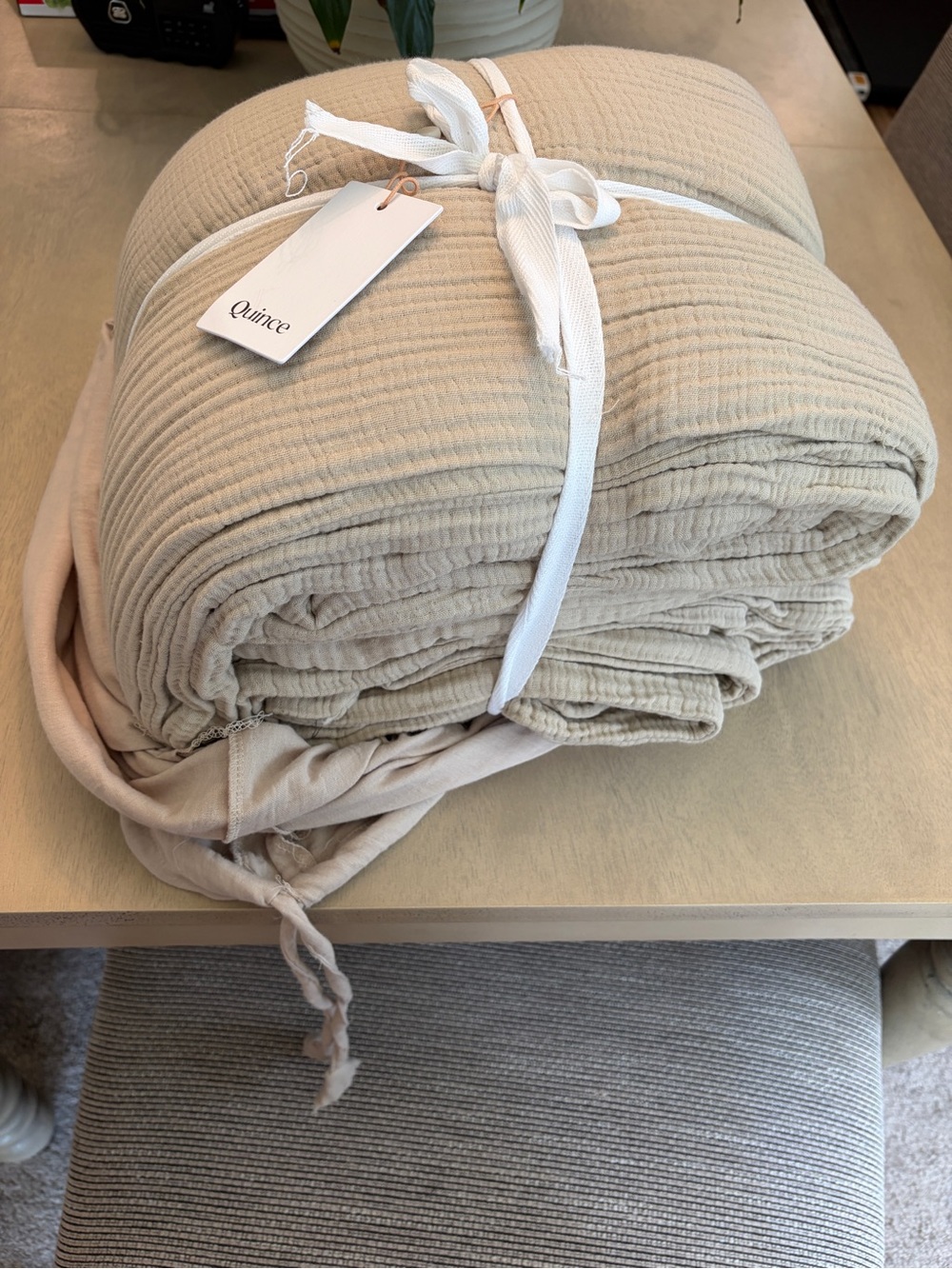 Quince Cotton Gauze Duvet Cover Set - Dune - Picture 6 of 7